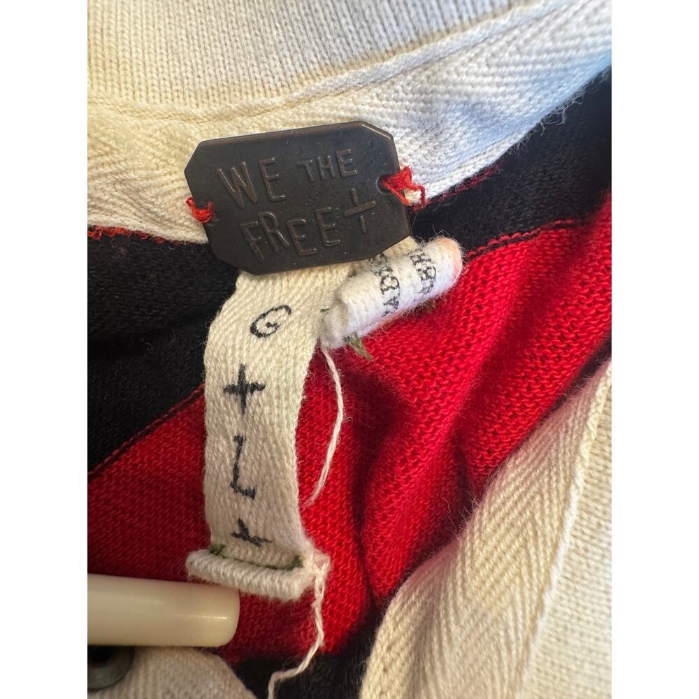 Free People We The Free Yuki Striped Dolman Sleeve Rugby Top Red Large - Picture 5 of 6